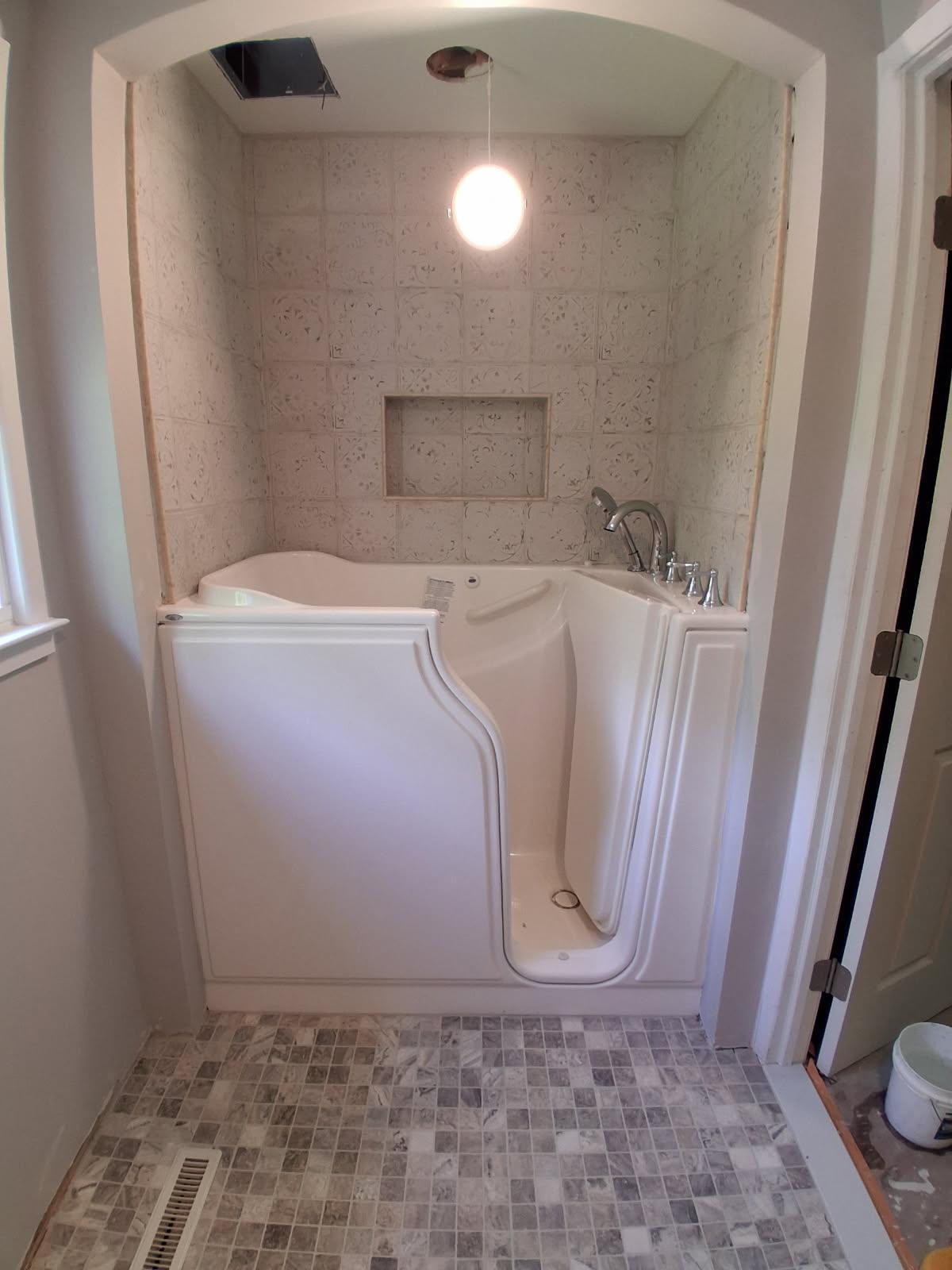 walk-in tub in a bathroom